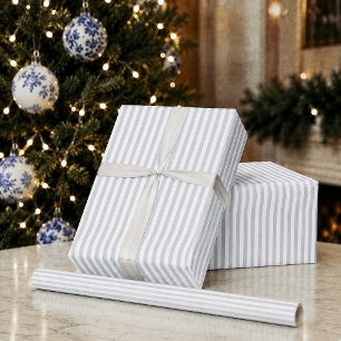 Preppy Blue Stripe Holiday Christmas Wrapping Paper