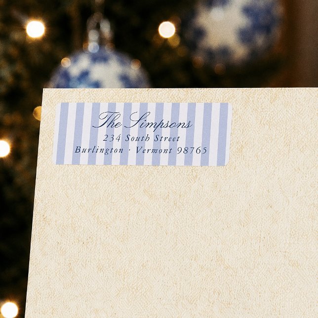 Preppy Blue Stripe Return Address (Creator Uploaded)