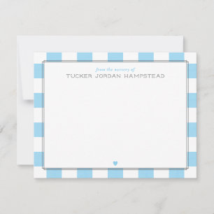 Preppy Blue Stripes & Heart Baby Boy Thank You Card