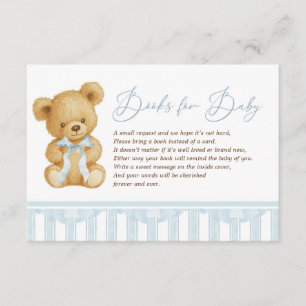 Preppy Blue Teddy Bear Books for Baby Boy Enclosure Card