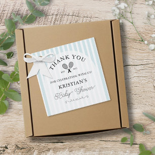 Preppy Blue Tennis Chic Baby Shower Thank You Favour Tags