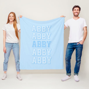 Preppy Blue Varsity Name Fleece Blanket