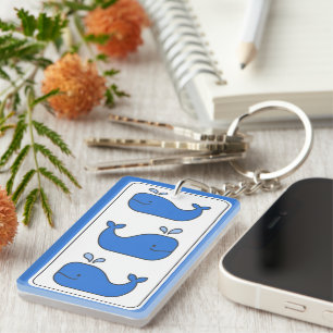 Preppy Blue Whale Personalised Key Ring