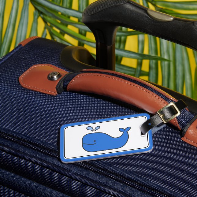 Preppy Blue Whale Personalised Luggage Tag (Front Insitu 3)