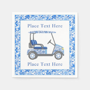 Preppy Blue & White Flowers Golf Cart Napkin