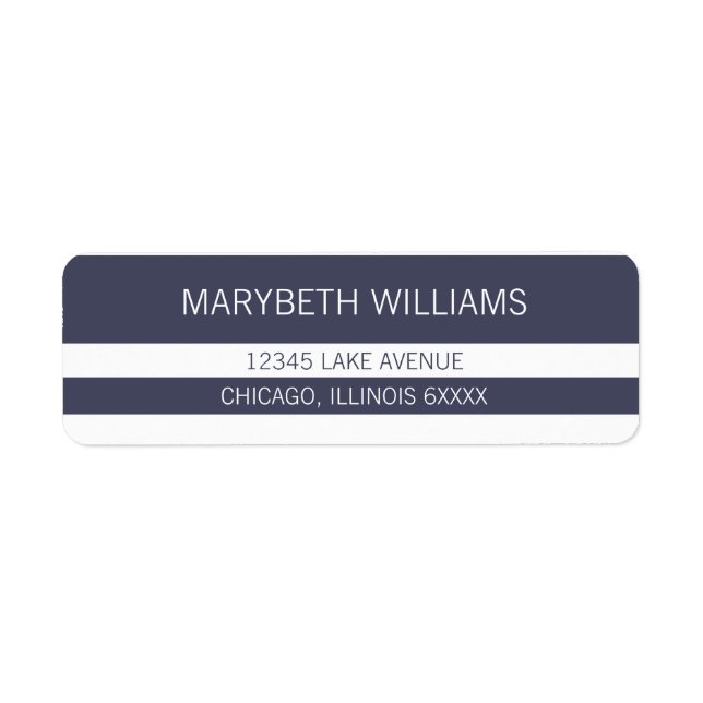 Preppy Blue & White Stripe Return Address Label (Front)