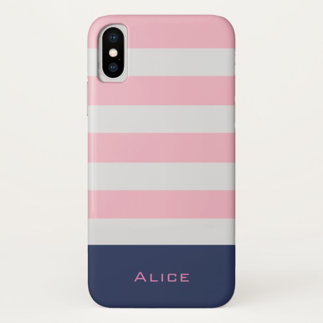 Preppy Blush Monogram iPhone Case (Back)