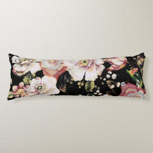 Preppy bohemian country girly chic black floral body cushion