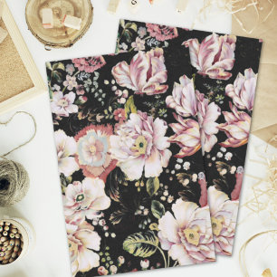 Preppy bohemian country girly chic black floral tissue paper
