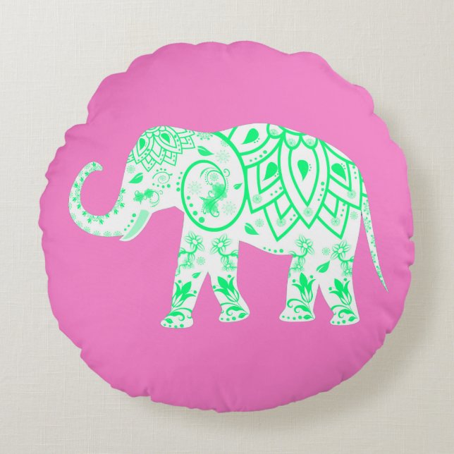 Preppy Boho Elephant Pillow (Front)