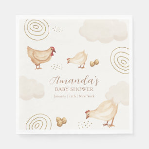 Preppy Boho Little Chick Hatching Soon Baby Shower Napkin