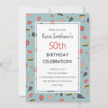 Preppy Bold Blue Pickleball Party 50th Birthday