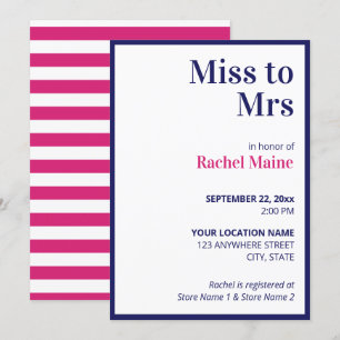 Preppy Bold Blue & Pink Stripes Bridal Shower Invitation