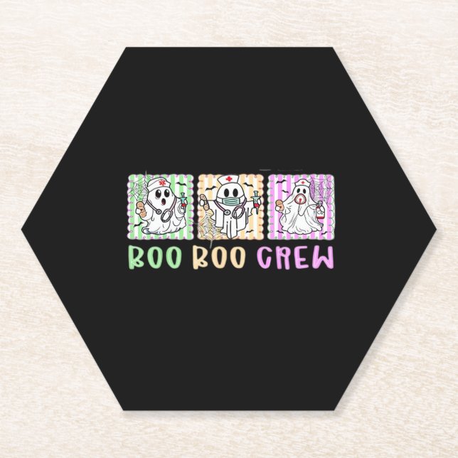 Preppy Boo Crew Nurse Halloween Costume Women Men  Paper Coaster (Front)