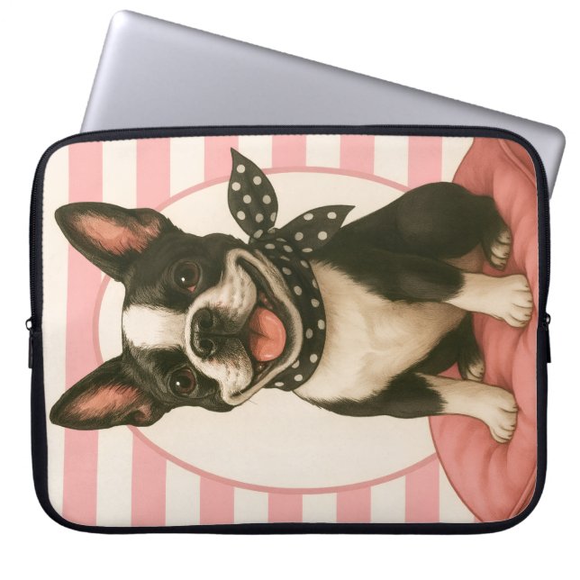 Preppy Boston Terrier Laptop Sleeve (Front)