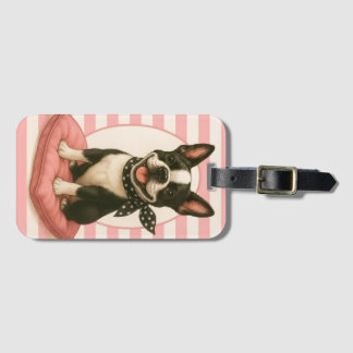 Preppy Boston Terrier Luggage Tag