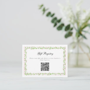 Preppy Botanical Pink Bow Crest Monogram Enclosure Card