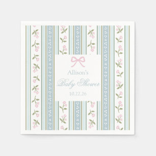 Preppy Bow Baby Shower Napkins Floral