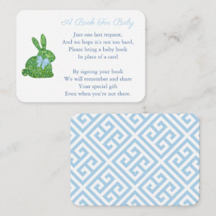 Preppy Boxwood Bunny Books For Baby Boy Shower Enclosure Card