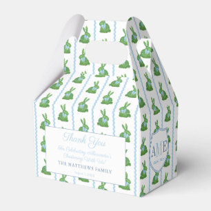 Preppy Boxwood Bunny RicRac Boy Christening Party Favour Box