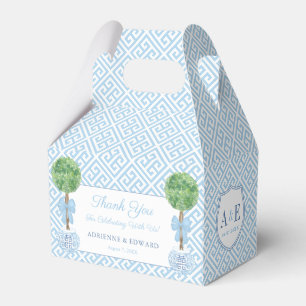Preppy Boxwood Topiary Monogram Blue Green Wedding Favour Box