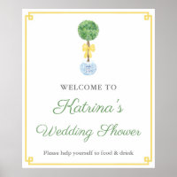 Preppy Boxwood Yellow Green Wedding Shower Welcome