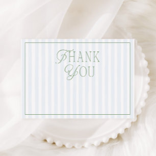 Preppy Boy Blue & Green Stripe Baby Shower Thank You Card