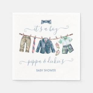 Preppy boy clothesline Baby Shower Napkin