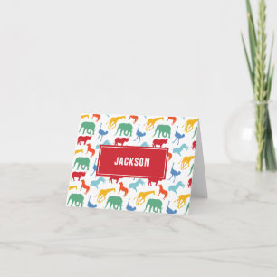 Preppy Boy Safari Animal Personalise Thank You Card