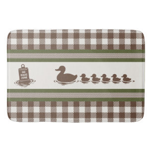 Preppy Boys Duck & Gingham - Brown Army Green Bath Mat