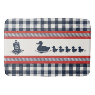 Preppy Boys Duck & Gingham- Navy Red Bath Mat