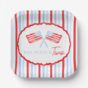 Preppy Boys Red White & Two Patriotic Birthday Paper Plate