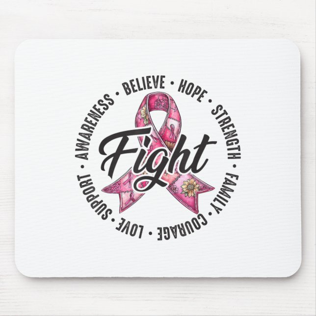 Preppy Breast Cancer Fight Support Hope Strength P Mouse Mat (Front)