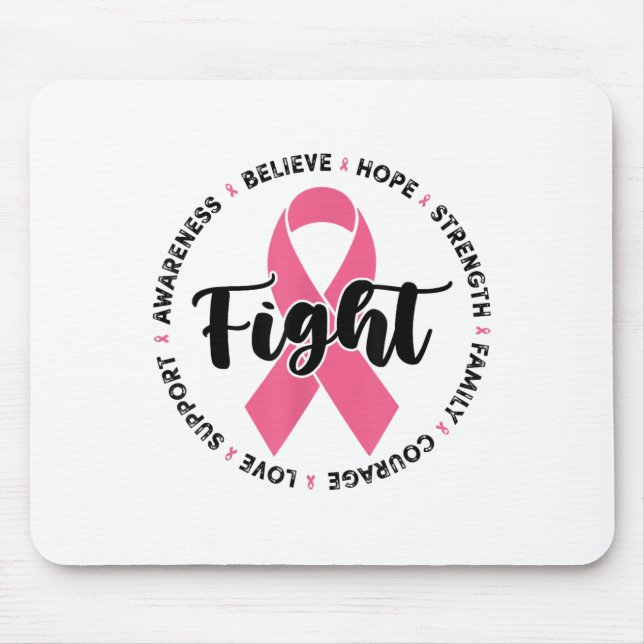 Preppy Breast Cancer Fight Support Hope Strength P Mouse Mat (Front)