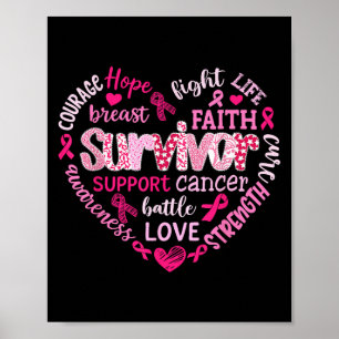 Preppy Breast Cancer Fight Support Hope Strength P Poster