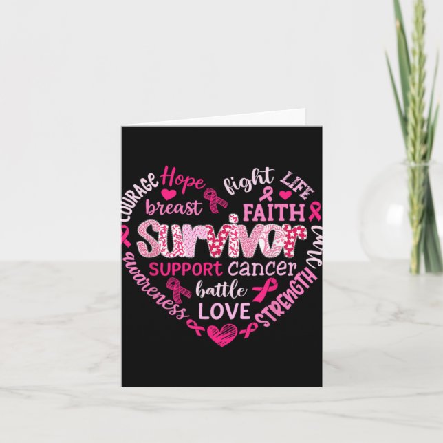 Preppy Breast Cancer Fight Suprt Hope Strength P  Card (Front)