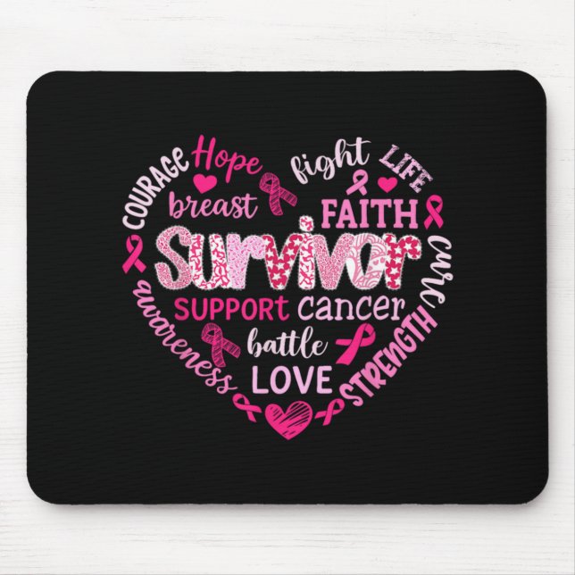 Preppy Breast Cancer Fight Suprt Hope Strength P  Mouse Mat (Front)