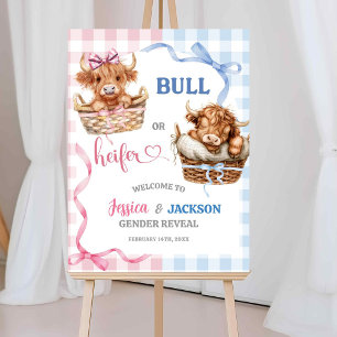 Preppy Bull or Heifer Gender Reveal Welcome Poster