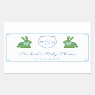 Preppy Bunny Monogram Baby Shower Thank You Favour Rectangular Sticker