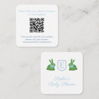 Preppy Bunny Monogram QR Code Baby Shower Registry