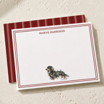 Preppy Burgundy Stripe Christmas Dachshund