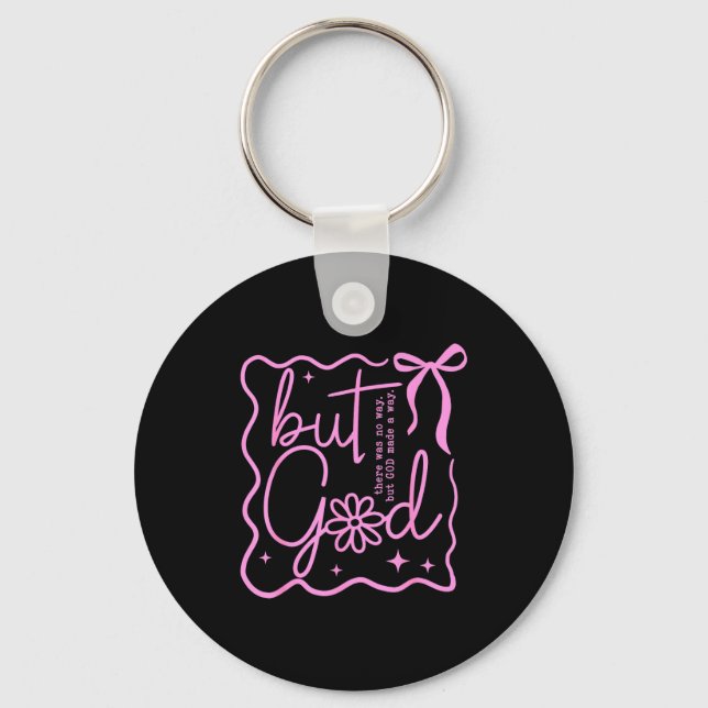 Preppy But God Coquette Bow Christian Religious Fa Key Ring (Front)