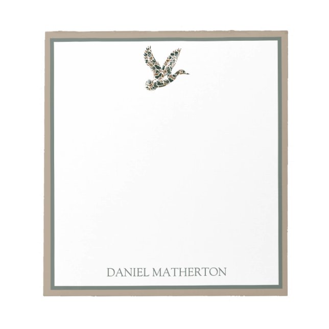 Preppy Camouflage Mallard Duck Notepad (Front)