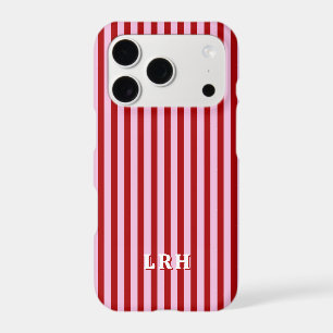 Preppy Candy Cane Stripe Minimal Initial