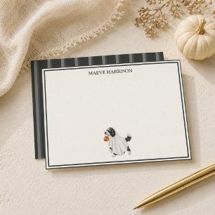 Preppy Charcoal Stripe Halloween Labradoodle Stationery