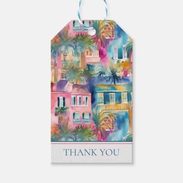 Preppy Charleston Houses Personalised Gift Tags (Front)