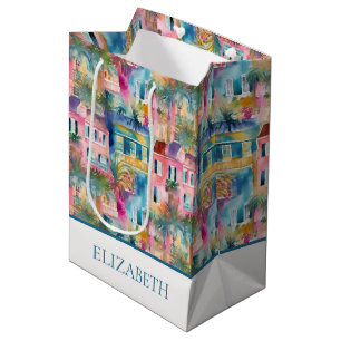 Preppy Charleston Houses Personalised Medium Gift Bag