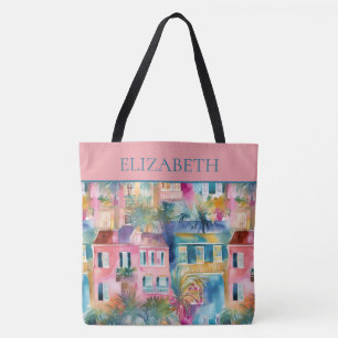 Preppy Charleston Houses Personalised Tote Bag