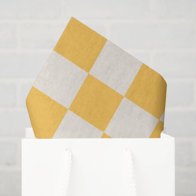 Preppy Checkerboard Yellow White Mod Retro Tissue Paper (Gift Bag)