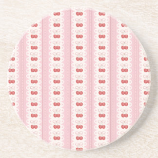 Preppy Cherry Stripes - Pink and Off White Coaster